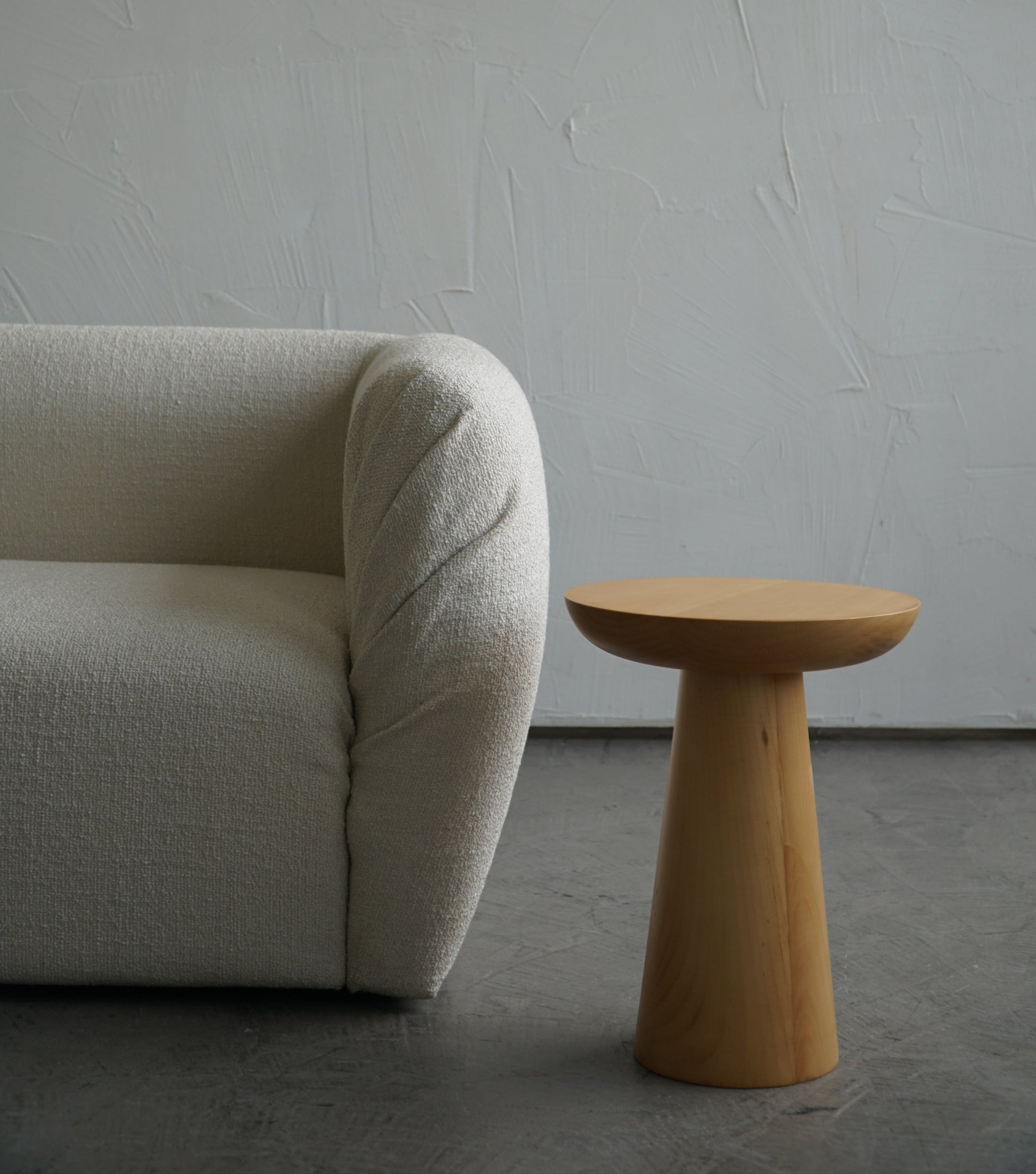 Mushroom Side Table 3 – Small Size with Natural Wood Finish