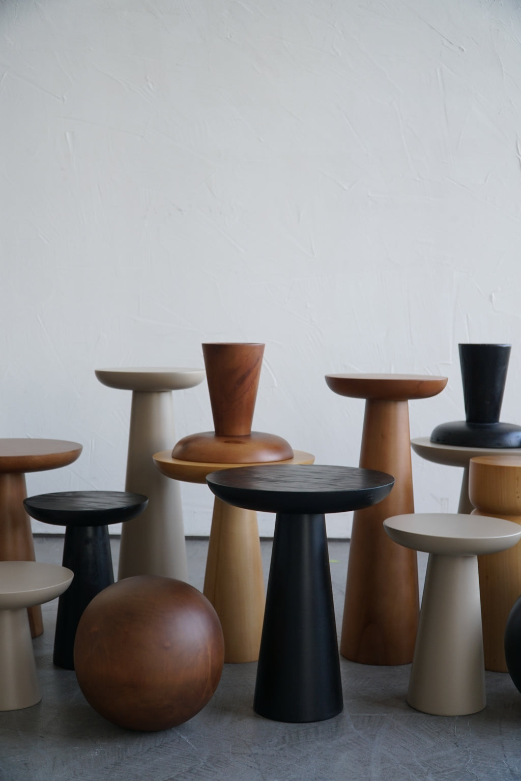 Mushroom Side Table 3 – Small Size with Natural Wood Finish