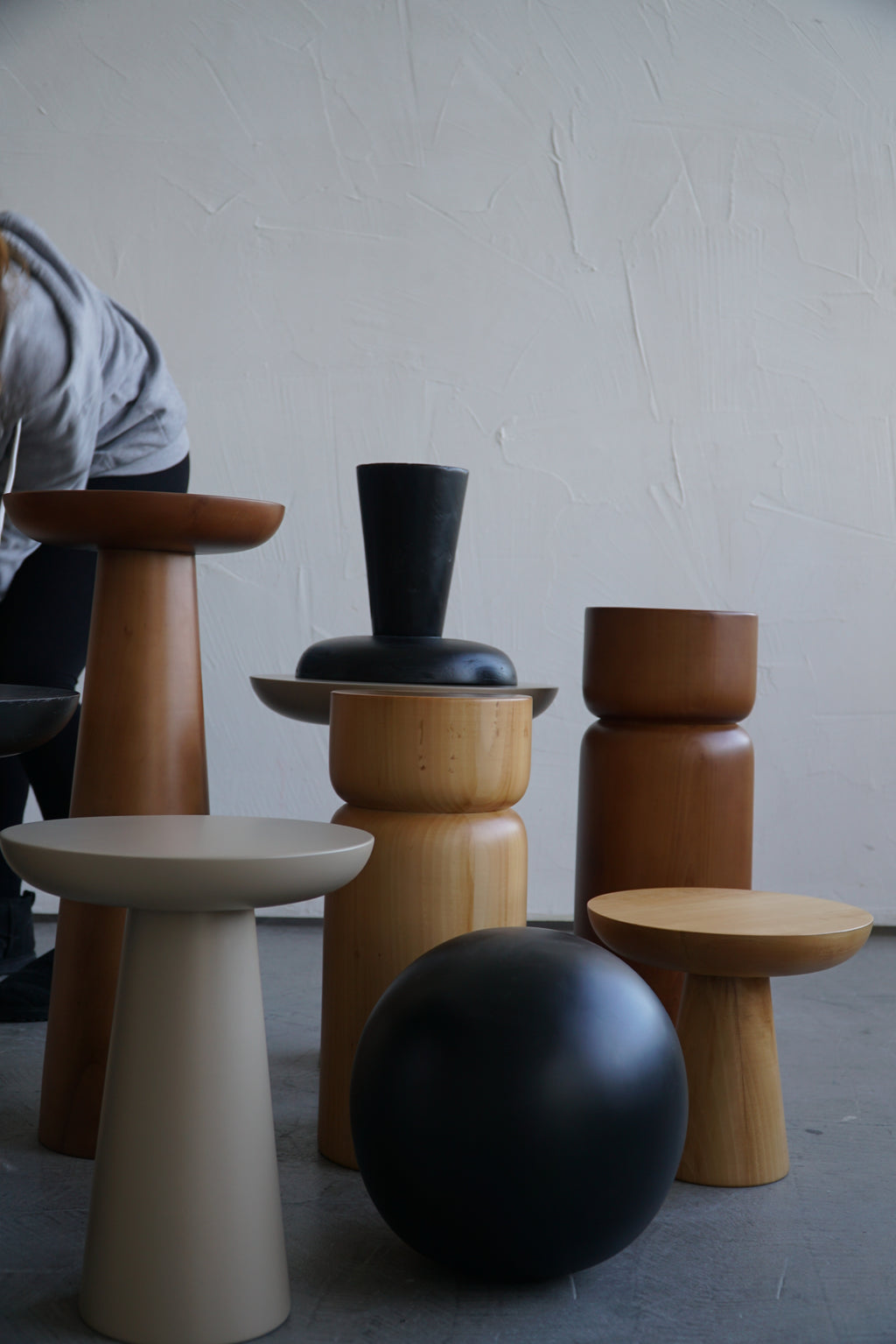 Mushroom Side Table 3 – Small Size with Natural Wood Finish