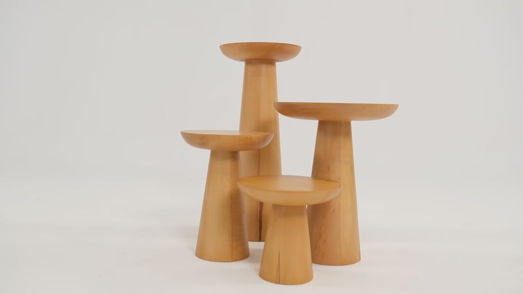 Mushroom Side Table 3 – Small Size with Natural Wood Finish